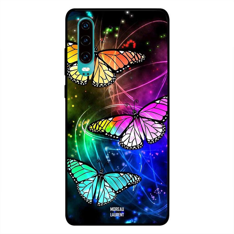 

Moreau Laurent Huawei P30 Mobile Phone Back Cover, Rainbow Color Butterflies