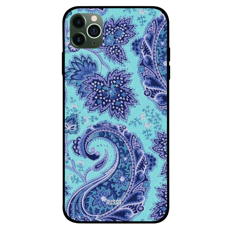 

Russo Apple iPhone 11 Pro Mobile Phone Back Cover, Henna Pattern In Blue