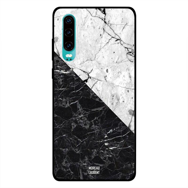 

Moreau Laurent Huawei P30 Mobile Phone Back Cover, Black And White Marble Pattern