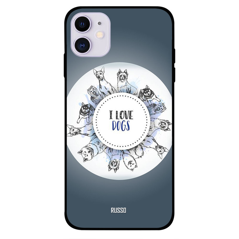 

Russo Apple iPhone 11 Mobile Phone Back Cover, I Love Dogs