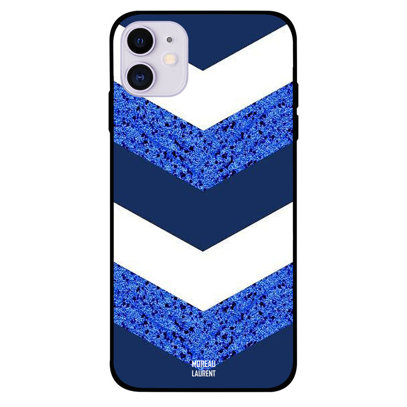 

Moreau Laurent Apple iPhone 11 Mobile Phone Back Cover, Dark Blue Gliter & White Matt Pattern