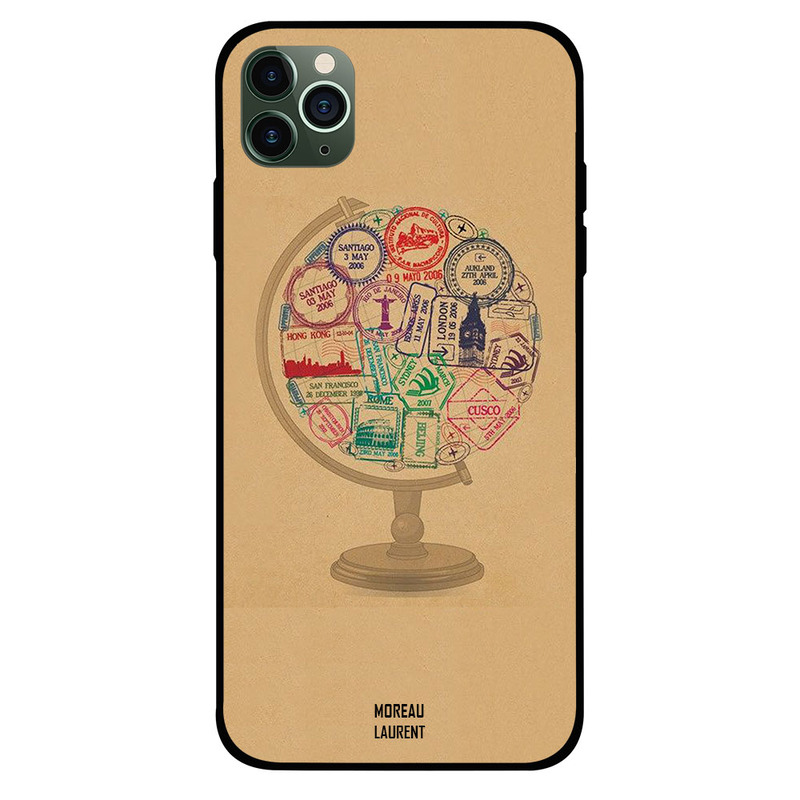 

Moreau Laurent Apple iPhone 11 Pro Max Mobile Phone Back Cover, Globe of Stamps