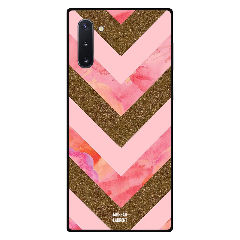 

Moreau Laurent Samsung Note 10 Mobile Phone Back Cover, Golden Glitter Pink Marble & Plain Pattern