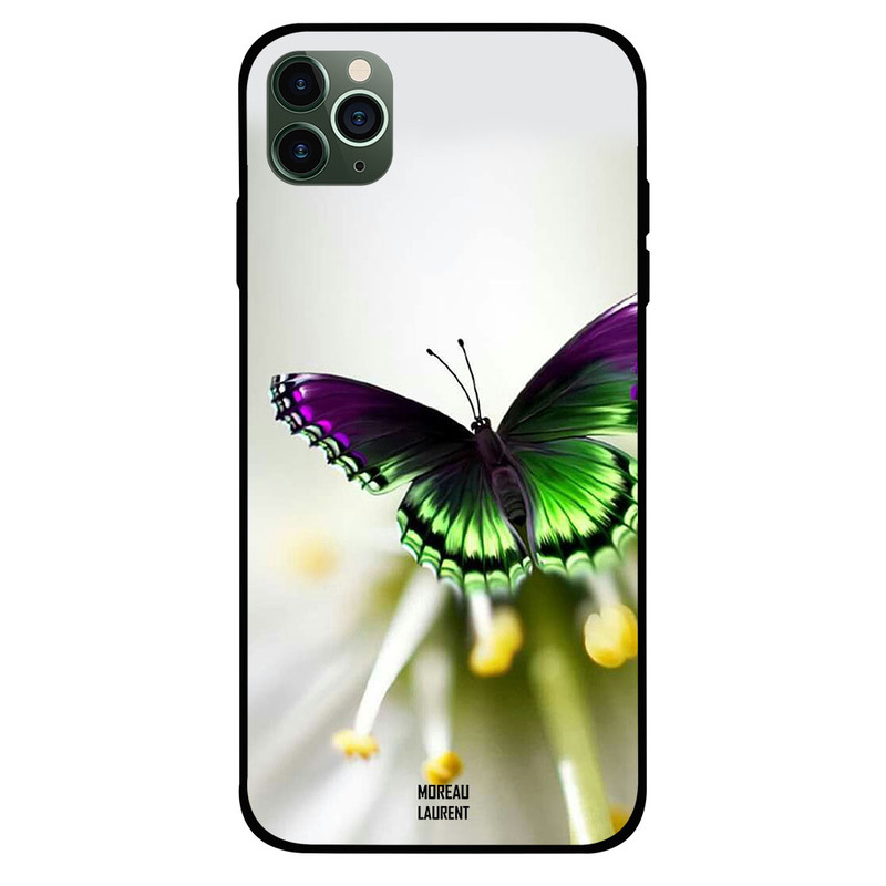 

Moreau Laurent Apple iPhone 11 Pro Mobile Phone Back Cover, Purple Green Butterfly