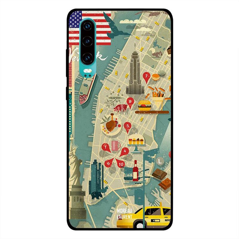 

Moreau Laurent Huawei P30 Mobile Phone Back Cover, 24 Hours in New York