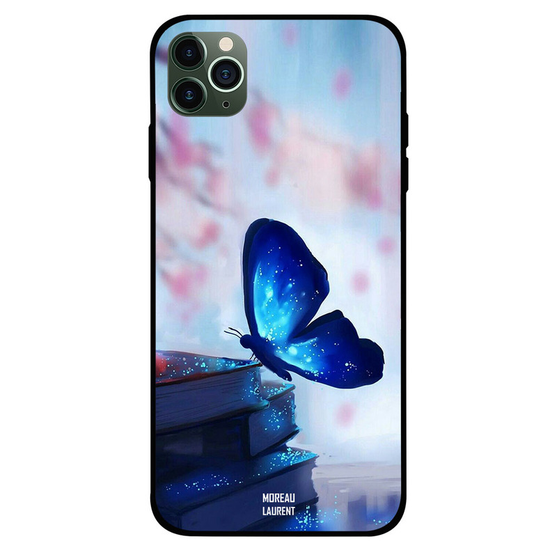 

Moreau Laurent Apple iPhone 11 Pro Mobile Phone Back Cover, Dark Blue Butterfly on Books