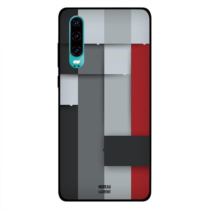

Moreau Laurent Huawei P30 Mobile Phone Back Cover, Black Grey White Red Pattern