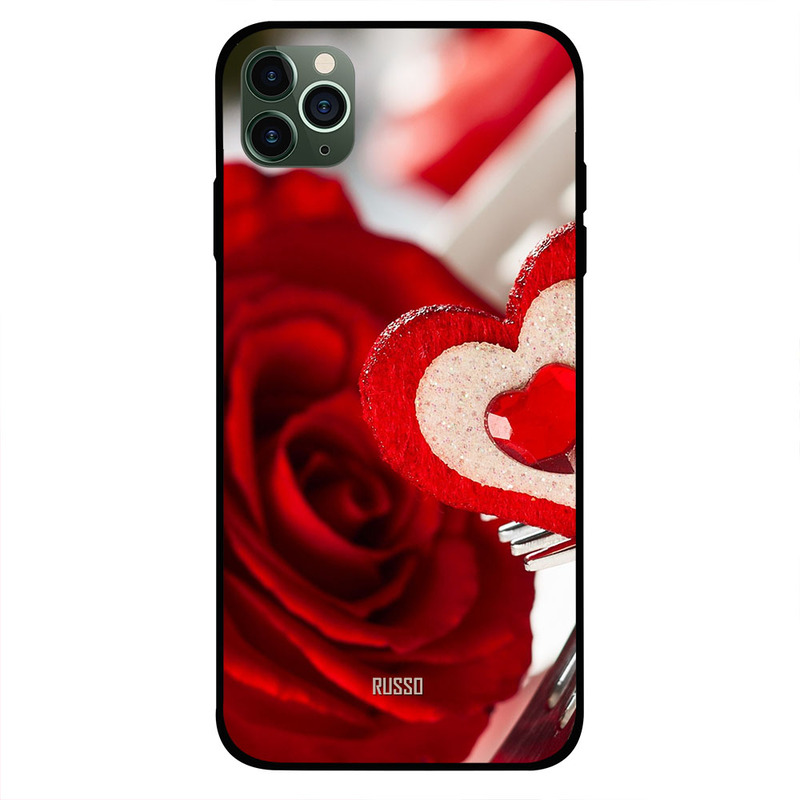 

Russo Apple iPhone 11 Pro Mobile Phone Back Cover, Heart And Rose