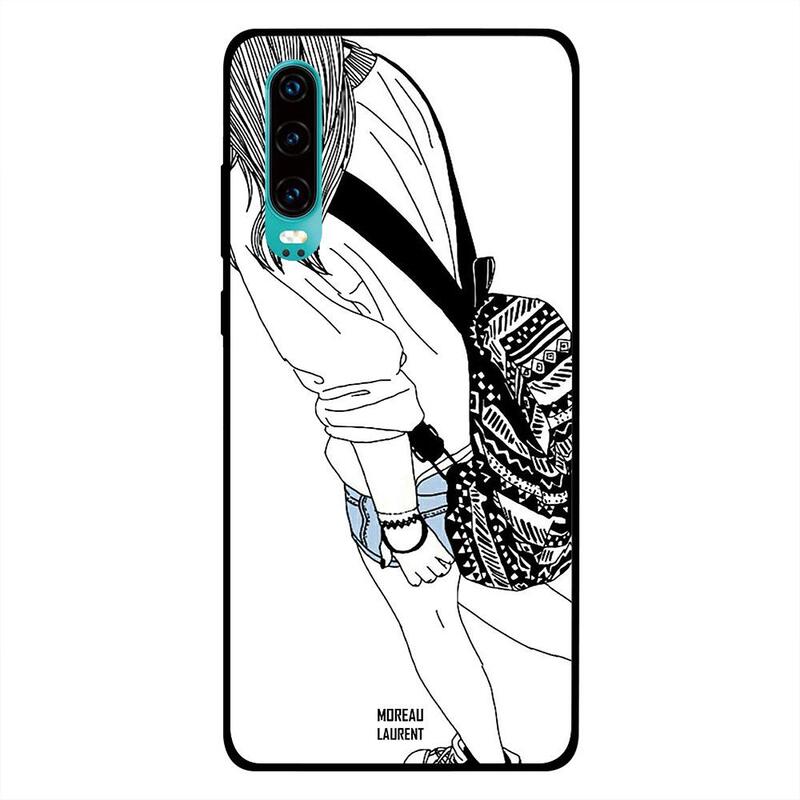 

Moreau Laurent Huawei P30 Mobile Phone Back Cover, Walking Girl