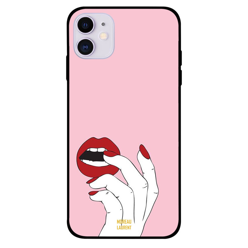 

Moreau Laurent Apple iPhone 11 Mobile Phone Back Cover, Bitting Finger with Red Lips