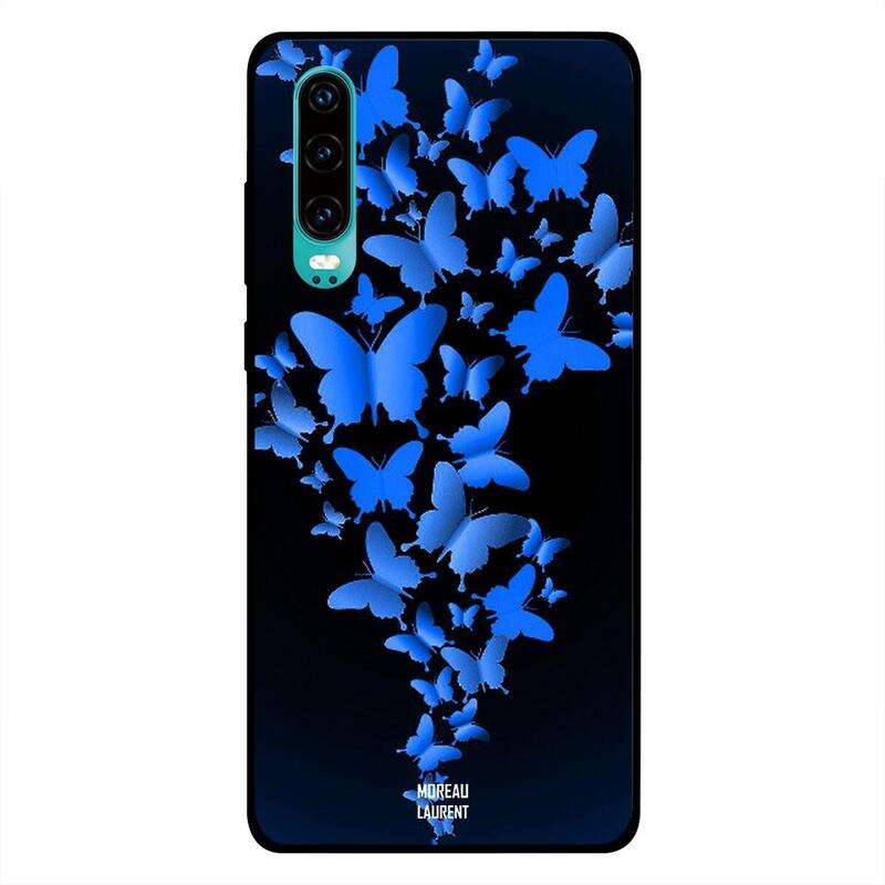 

Moreau Laurent Huawei P30 Mobile Phone Back Cover, Blue Butterflies