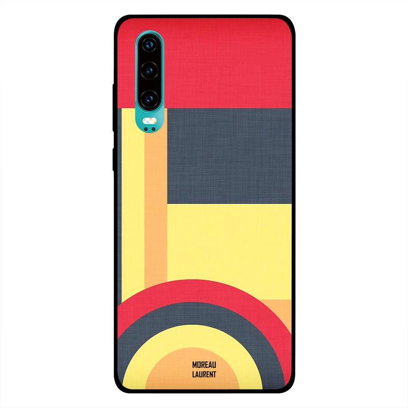 

Moreau Laurent Huawei P30 Mobile Phone Back Cover, Circle at Bottom Red Yellow Grey Pattern