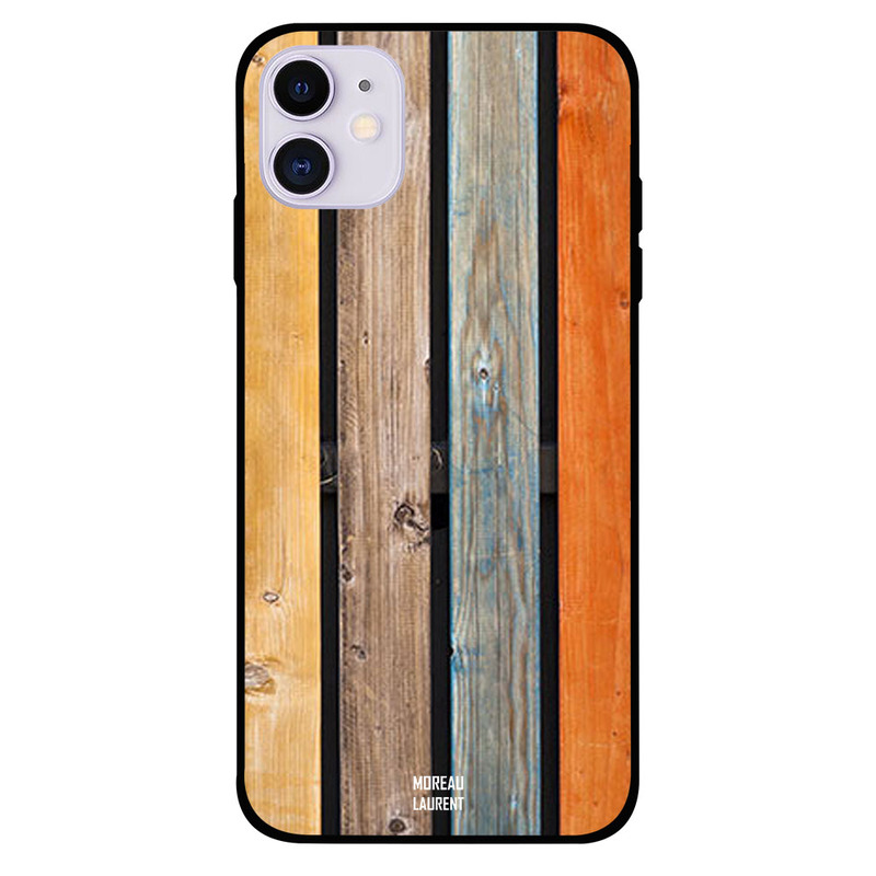 

Moreau Laurent Apple iPhone 11 Mobile Phone Back Cover, Multi Color Wooden Pattern