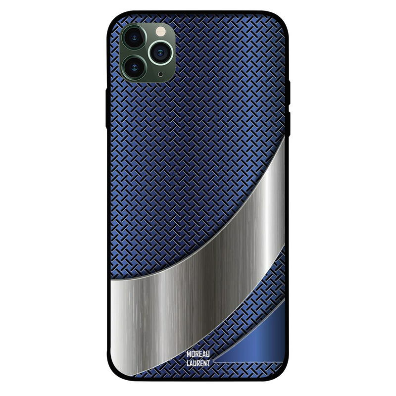 

Moreau Laurent Apple iPhone 11 Pro Mobile Phone Back Cover, Grey Steal & Blue Pattern