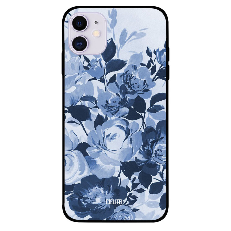 

Cielito Apple iPhone 11 Mobile Phone Back Cover, Blue White Floral Print