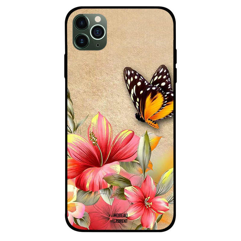 

Moreau Laurent Apple iPhone 11 Pro Mobile Phone Back Cover, Brown Butterfly on Flower