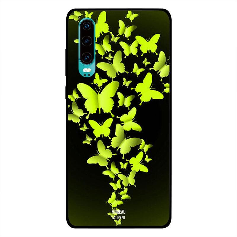 

Moreau Laurent Huawei P30 Mobile Phone Back Cover, Green Flying Butterflies