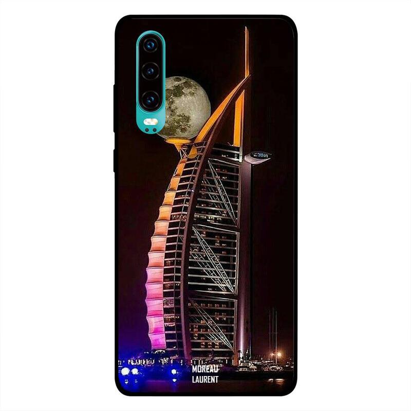 

Moreau Laurent Huawei P30 Mobile Phone Back Cover, Burj Al Arab Close to Moon