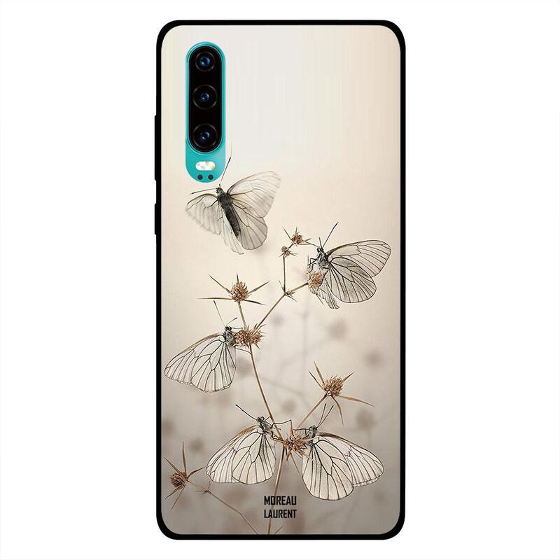

Moreau Laurent Huawei P30 Mobile Phone Back Cover, White Butterflies