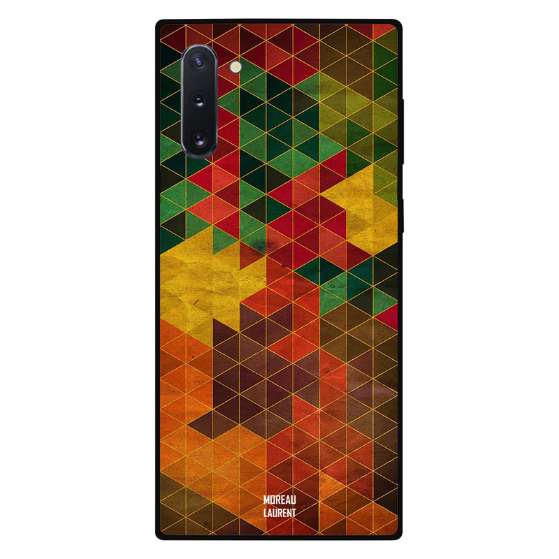 

Moreau Laurent Samsung Note 10 Mobile Phone Back Cover, Multi Dark Color Tringale Shapes Pattern