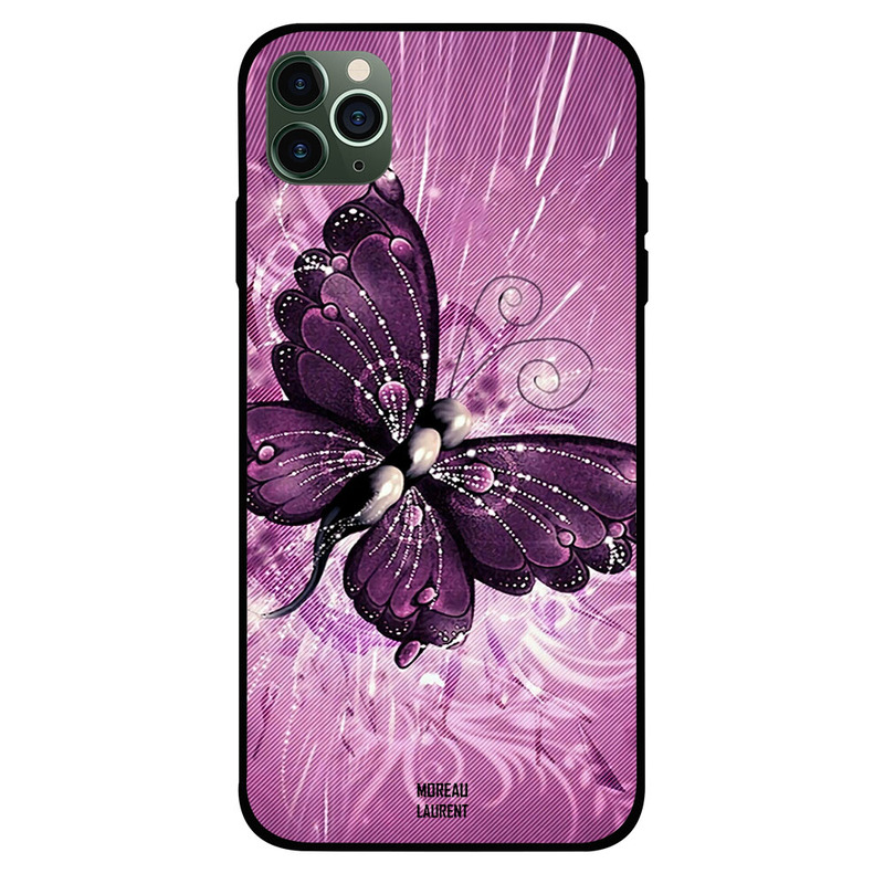

Moreau Laurent Apple iPhone 11 Pro Mobile Phone Back Cover, Dark Pink Butterfly
