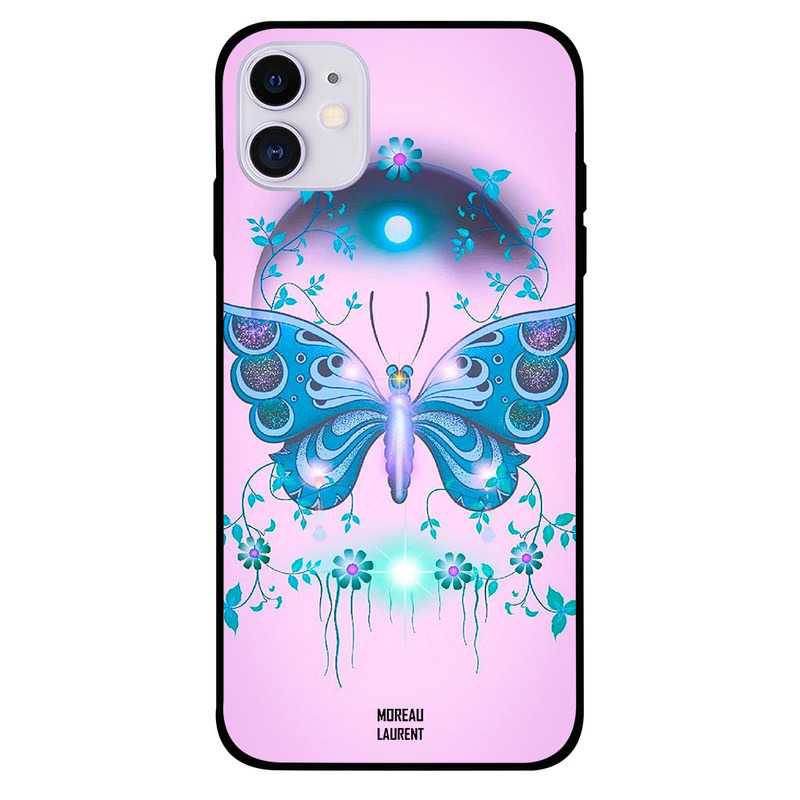 

Moreau Laurent Apple iPhone 11 Mobile Phone Back Cover, Green Blue Floral and Butterfly