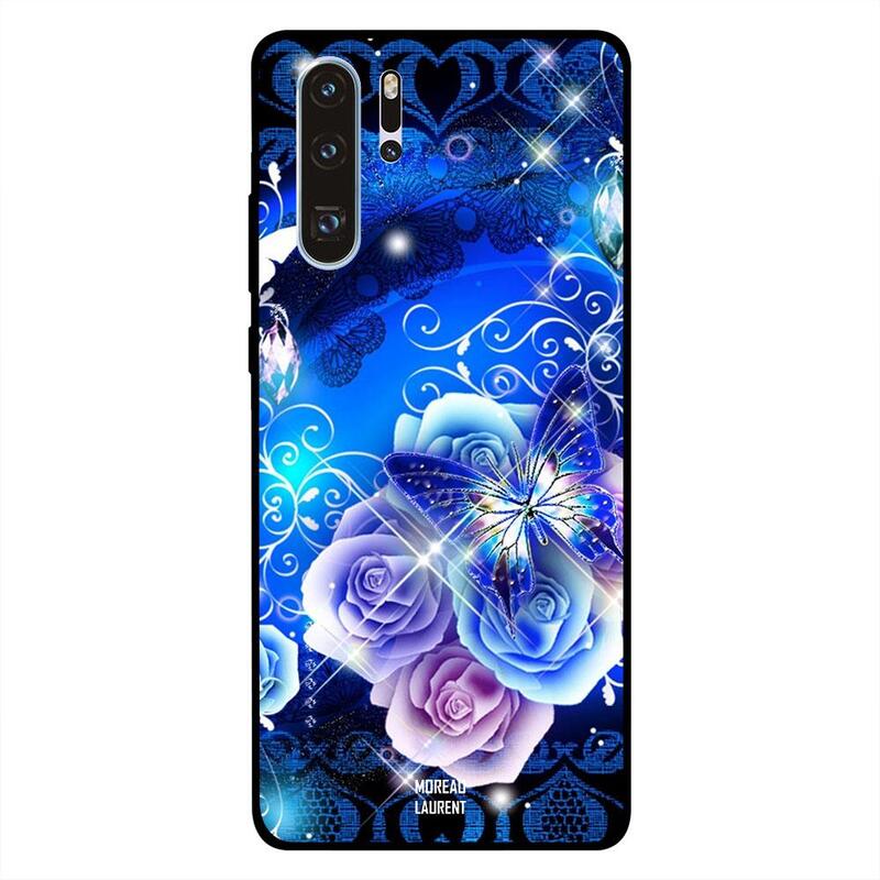 

Moreau Laurent Huawei P30 Pro Mobile Phone Back Cover, Floral Blue Butterfly