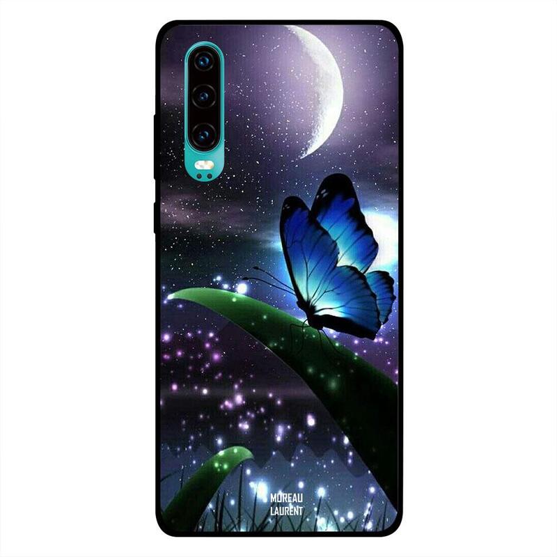 

Moreau Laurent Huawei P30 Mobile Phone Back Cover, Butterfly and Moon