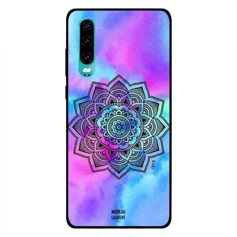 

Moreau Laurent Huawei P30 Mobile Phone Back Cover, Flower at Centre Blue Colors