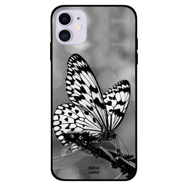 

Moreau Laurent Apple iPhone 11 Mobile Phone Back Cover, Black & White Butterfly