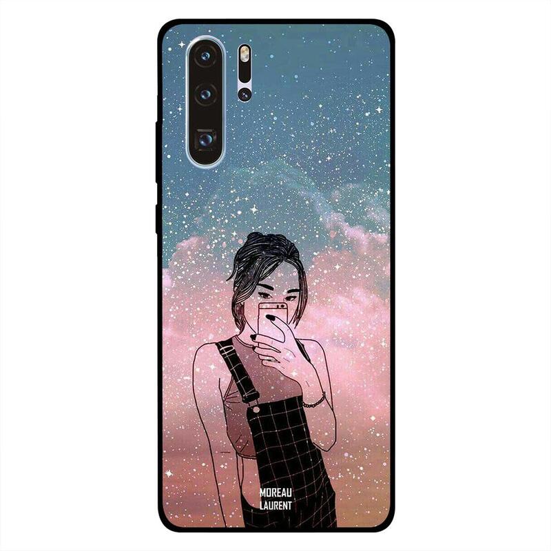 

Moreau Laurent Huawei P30 Pro Mobile Phone Back Cover, Doodle Girl Making Selfie