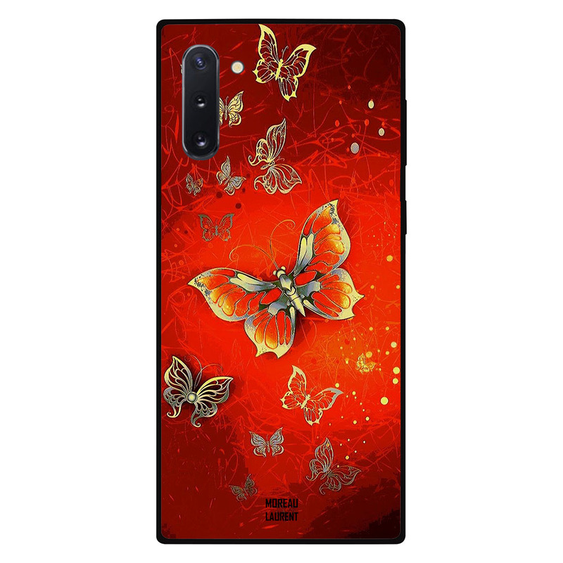 

Moreau Laurent Samsung Note 10 Mobile Phone Back Cover, Golden And Red Butterflies