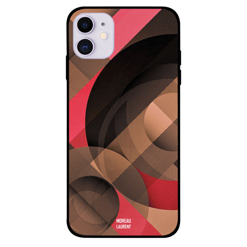 

Moreau Laurent Apple iPhone 11 Mobile Phone Back Cover, Circles & Strips Overly Brown Pattern