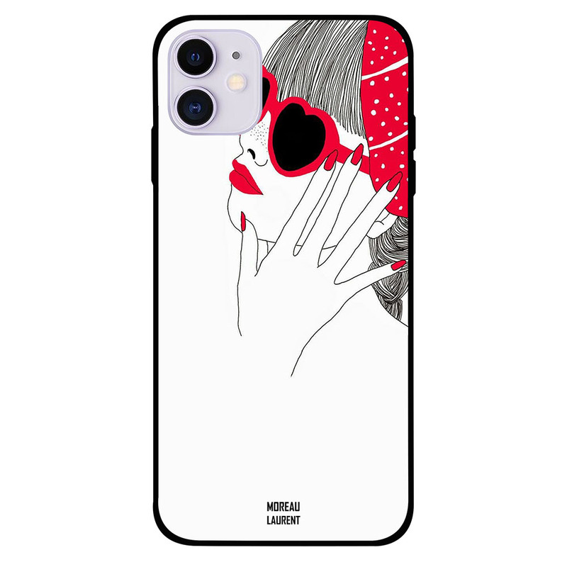 

Moreau Laurent Apple iPhone 11 Mobile Phone Back Cover, Red and Black Girl Glass
