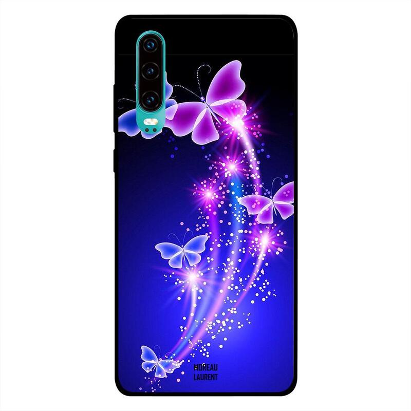 

Moreau Laurent Huawei P30 Mobile Phone Back Cover, Blue Pink Butterflies