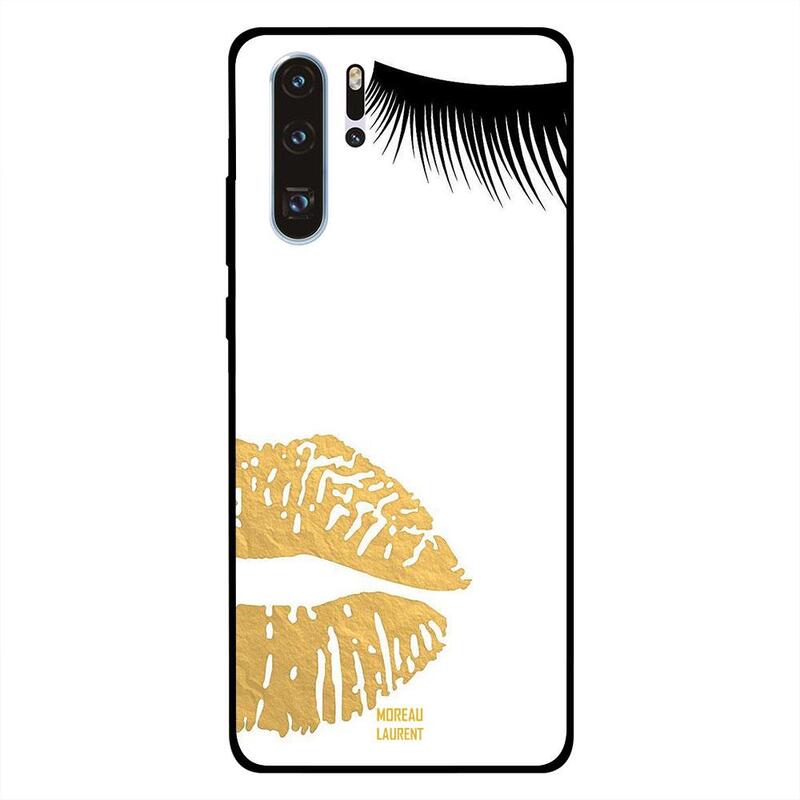 

Moreau Laurent Huawei P30 Pro Mobile Phone Back Cover, Black Eyelash and Golden Lips
