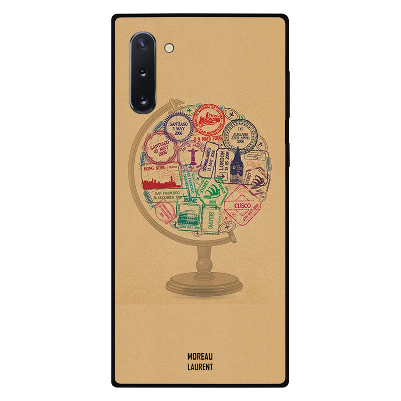 

Moreau Laurent Samsung Note 10 Mobile Phone Back Cover, Globe of Stamps