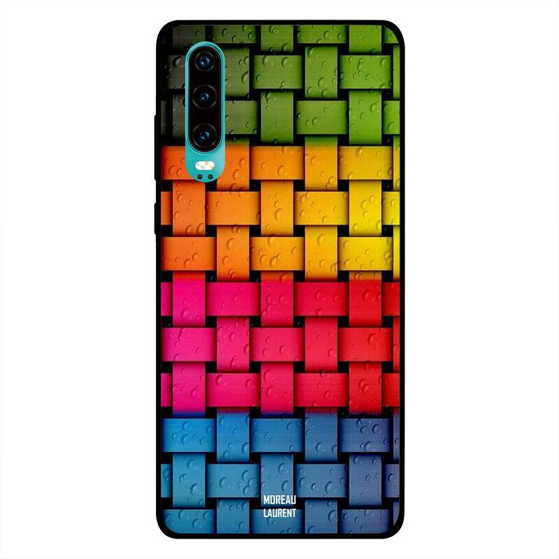 

Moreau Laurent Huawei P30 Mobile Phone Back Cover, Rainbow Colors & Water Drops Pattern