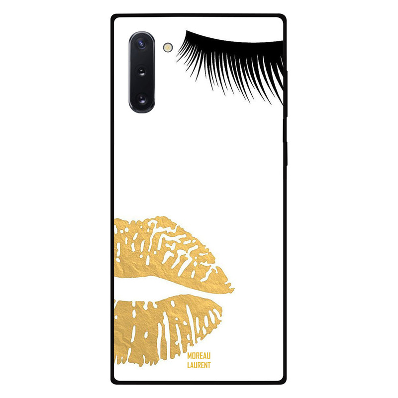 

Moreau Laurent Samsung Note 10 Mobile Phone Back Cover, Black Eyelash and Golden Lips