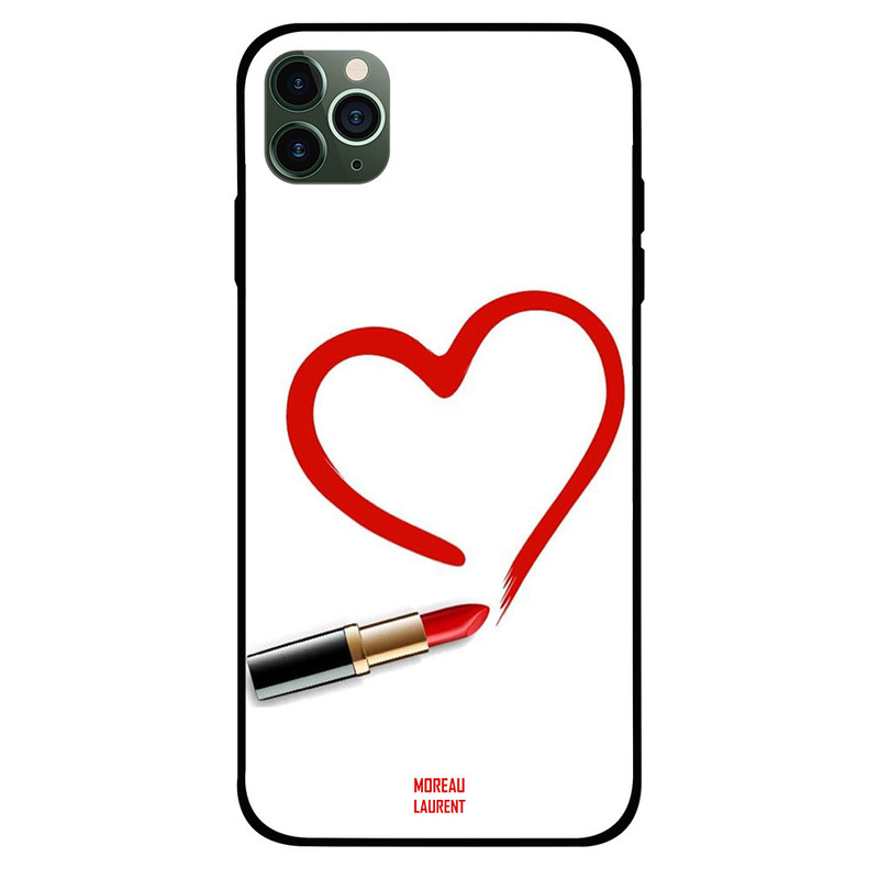 

Moreau Laurent Apple iPhone 11 Pro Max Mobile Phone Back Cover, Draw Heart with Lipstick