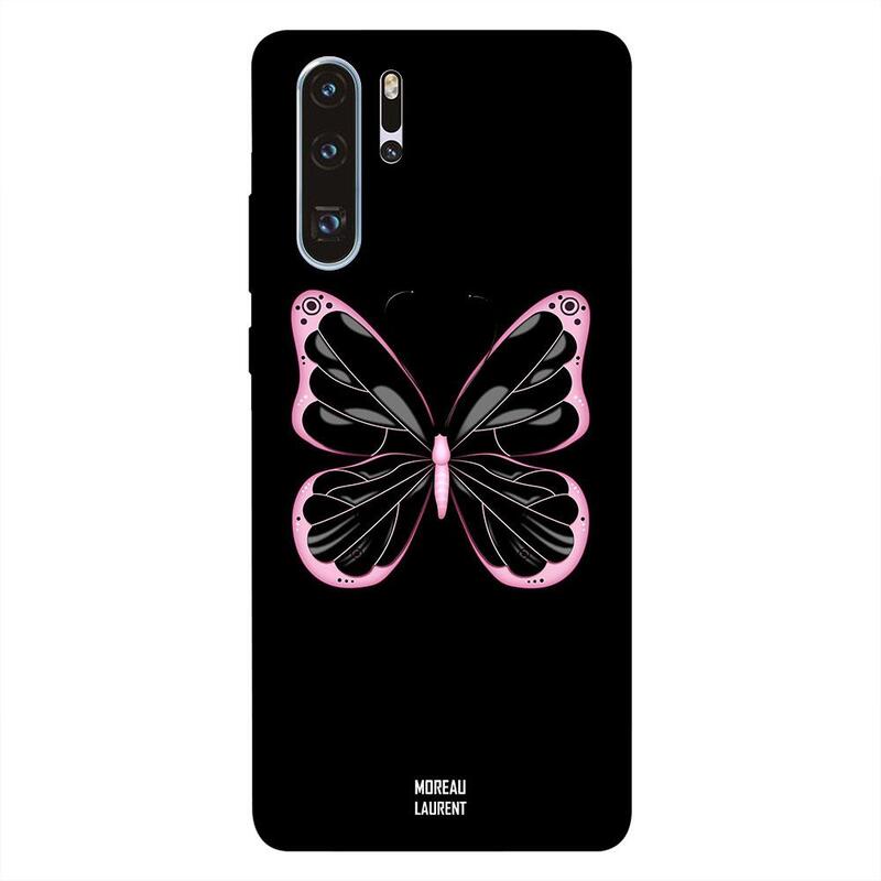 

Moreau Laurent Huawei P30 Pro Mobile Phone Back Cover, Pink Black Butterfly