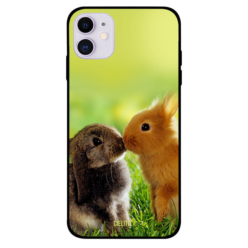 

Cielito Apple iPhone 11 Mobile Phone Back Cover, Cute Loving Bunnies