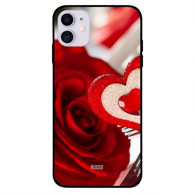 

Russo Apple iPhone 11 Mobile Phone Back Cover, Heart And Rose