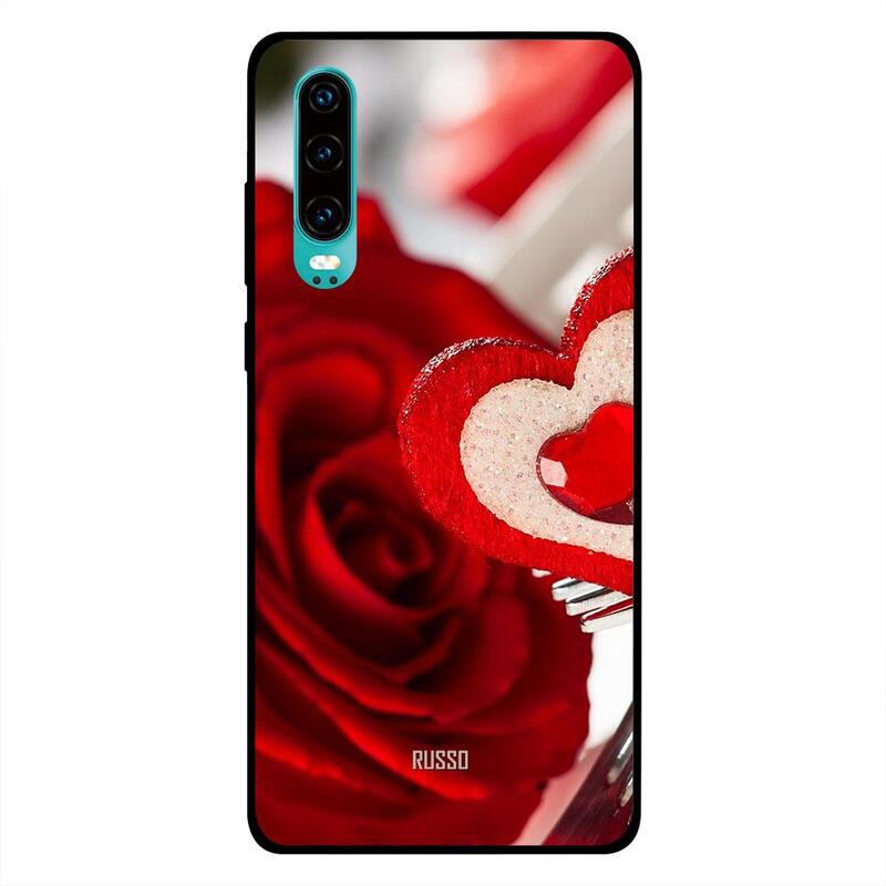 

Russo Huawei P30 Mobile Phone Back Cover, Heart And Rose
