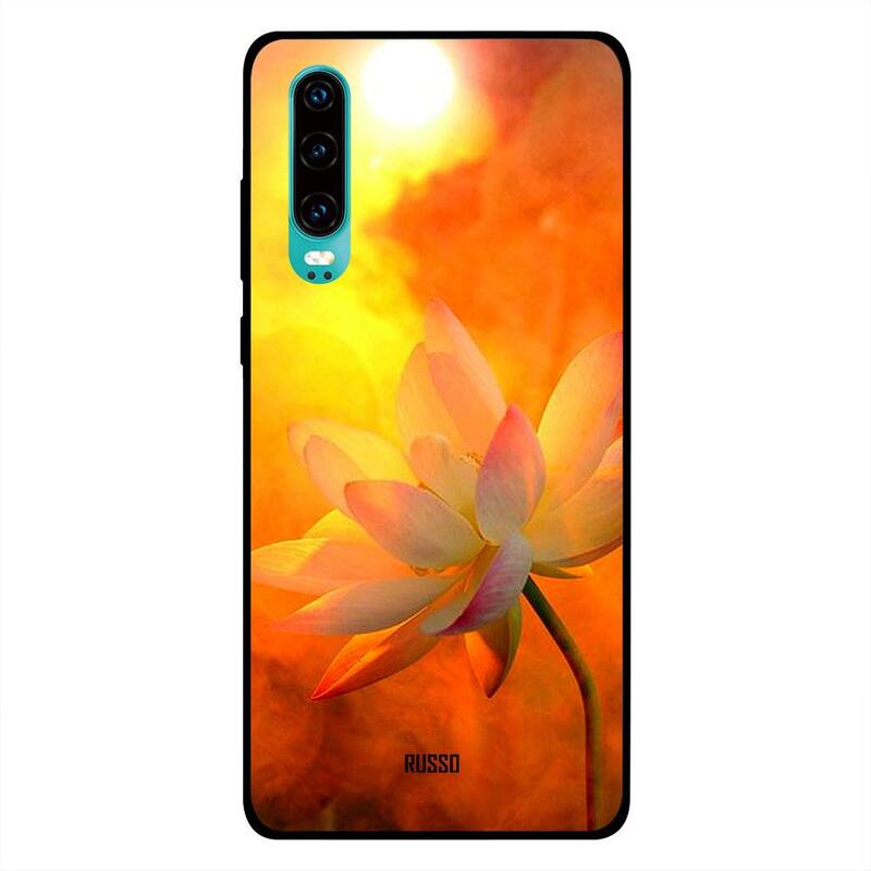 

Russo Huawei P30 Mobile Phone Back Cover, White And Pink Lotus