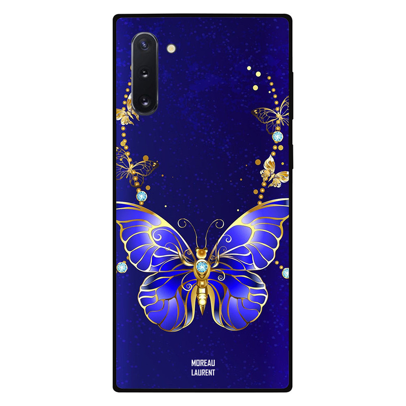 

Moreau Laurent Samsung Note 10 Mobile Phone Back Cover, Golden Blue Butterfly