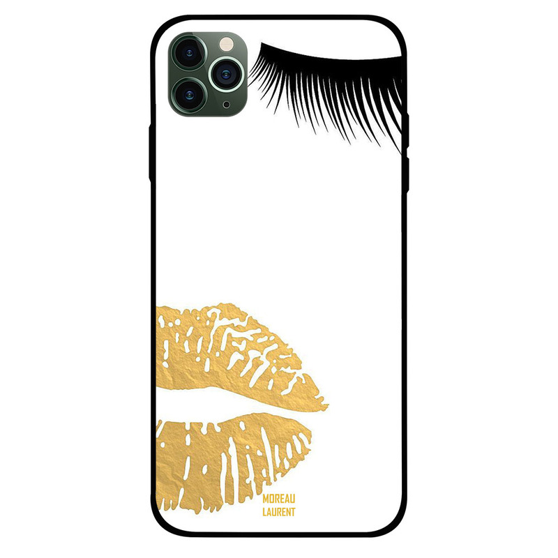 

Moreau Laurent Apple iPhone 11 Pro Mobile Phone Back Cover, Black Eyelash and Golden Lips