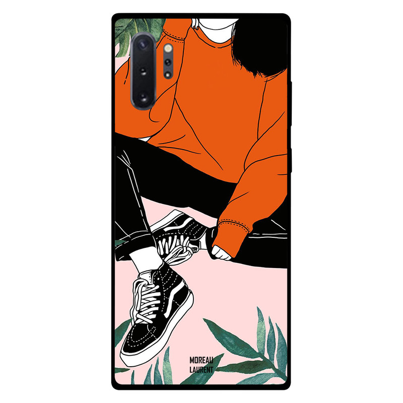 

Moreau Laurent Samsung Note Plus Mobile Phone Back Cover, Black Shoes Orange Shirt Girl Ready for Picture