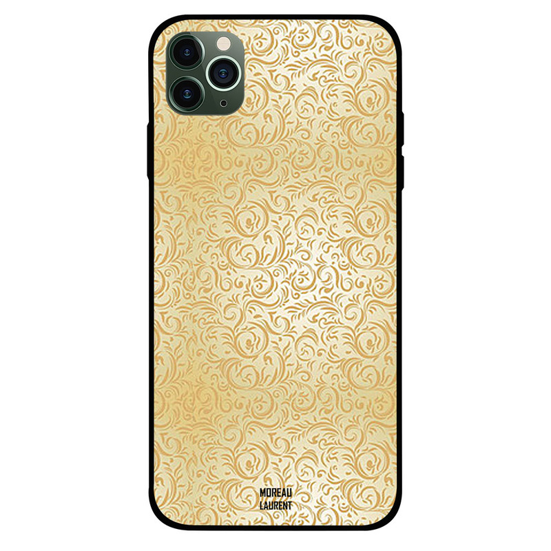 

Moreau Laurent Apple iPhone 11 Pro Mobile Phone Back Cover, Golden Floral Pattern