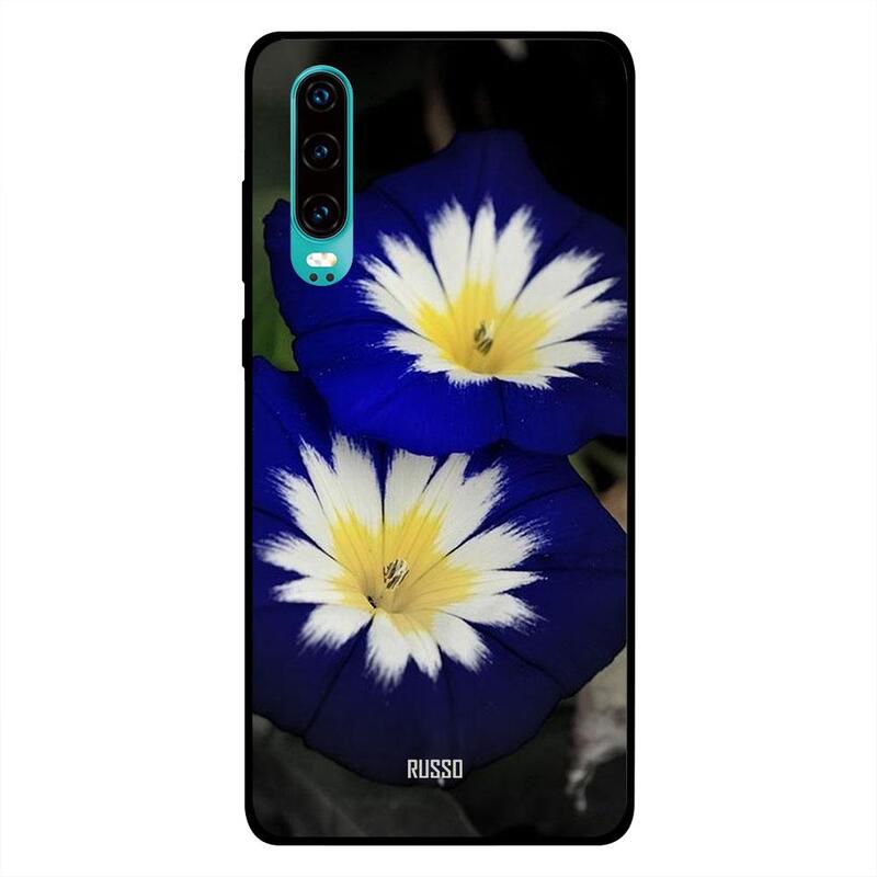 

Russo Huawei P30 Mobile Phone Back Cover, Blue White Yellow Flower